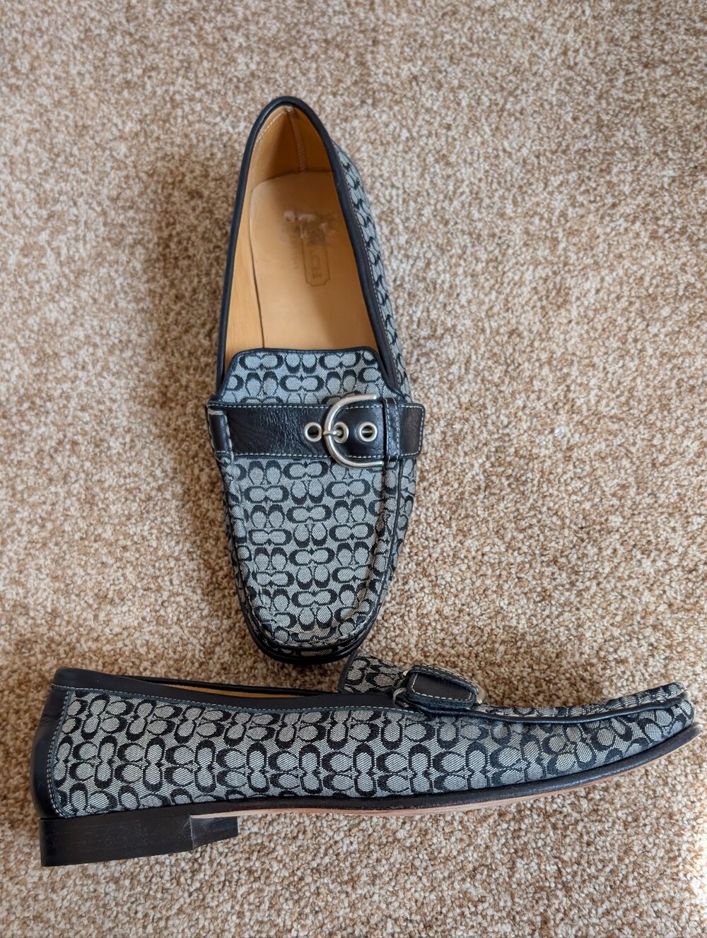 Coach Women’s Black Signature Canvas Buckle Loafer